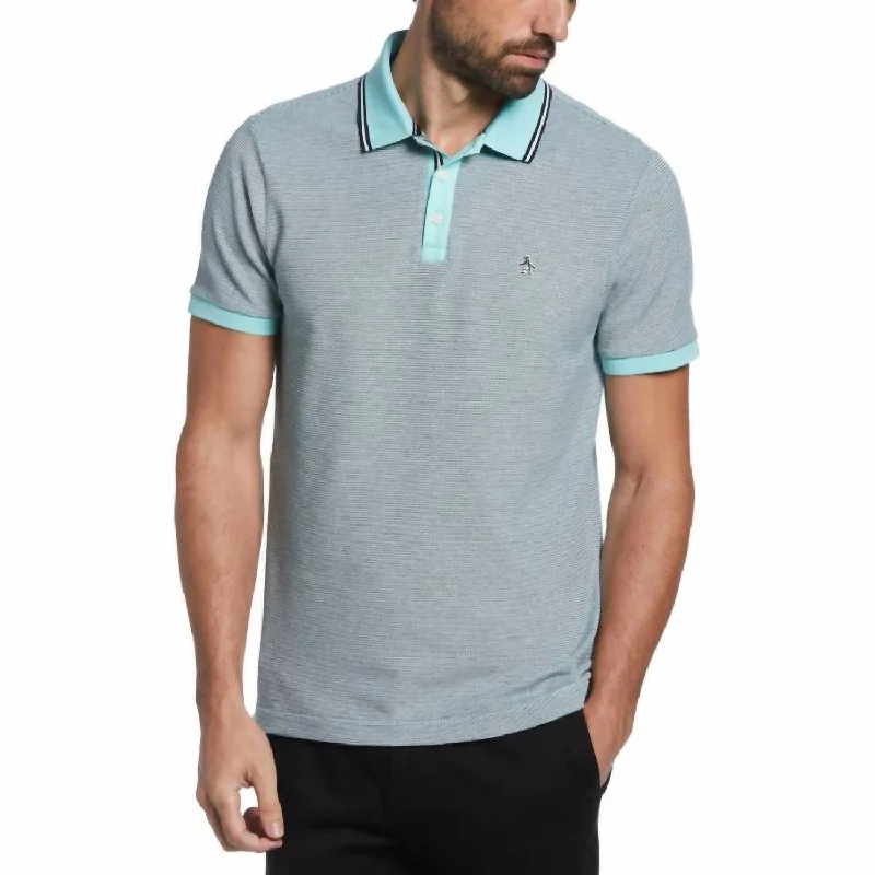 Men's Shirts with French CuffsBirdseye Polo Shirt In Aruba Blue