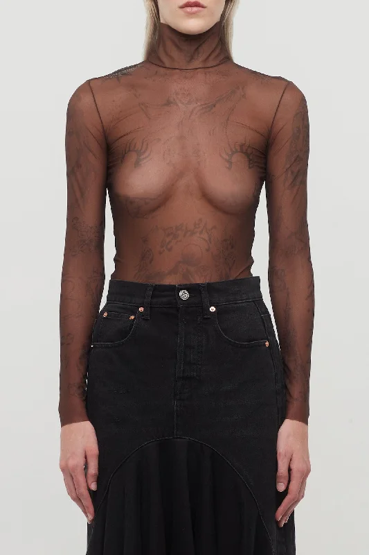 Men's Coats for LayeringBalenciaga Tattoo Top in Dark Brown