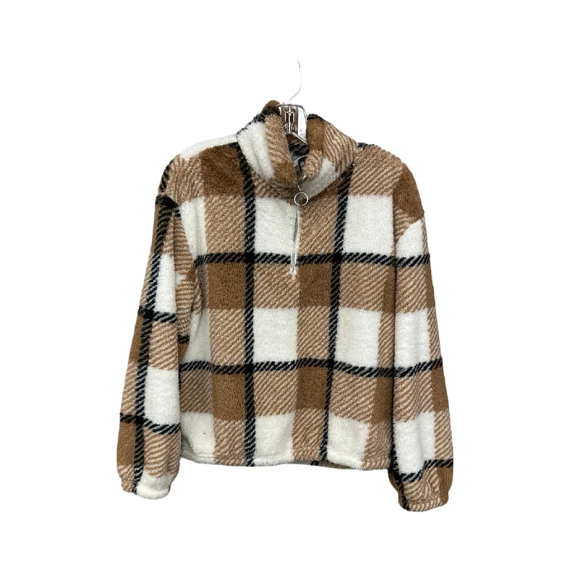 Warm Men's Thermal HoodiesSweatshirt Collar By Love Ellie  In Plaid Pattern, Size: M