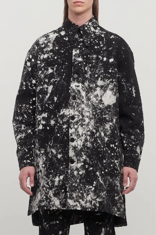 Men's Coats with Down InsulationLu'u Dan Bleach Splatter Mens Overshirt