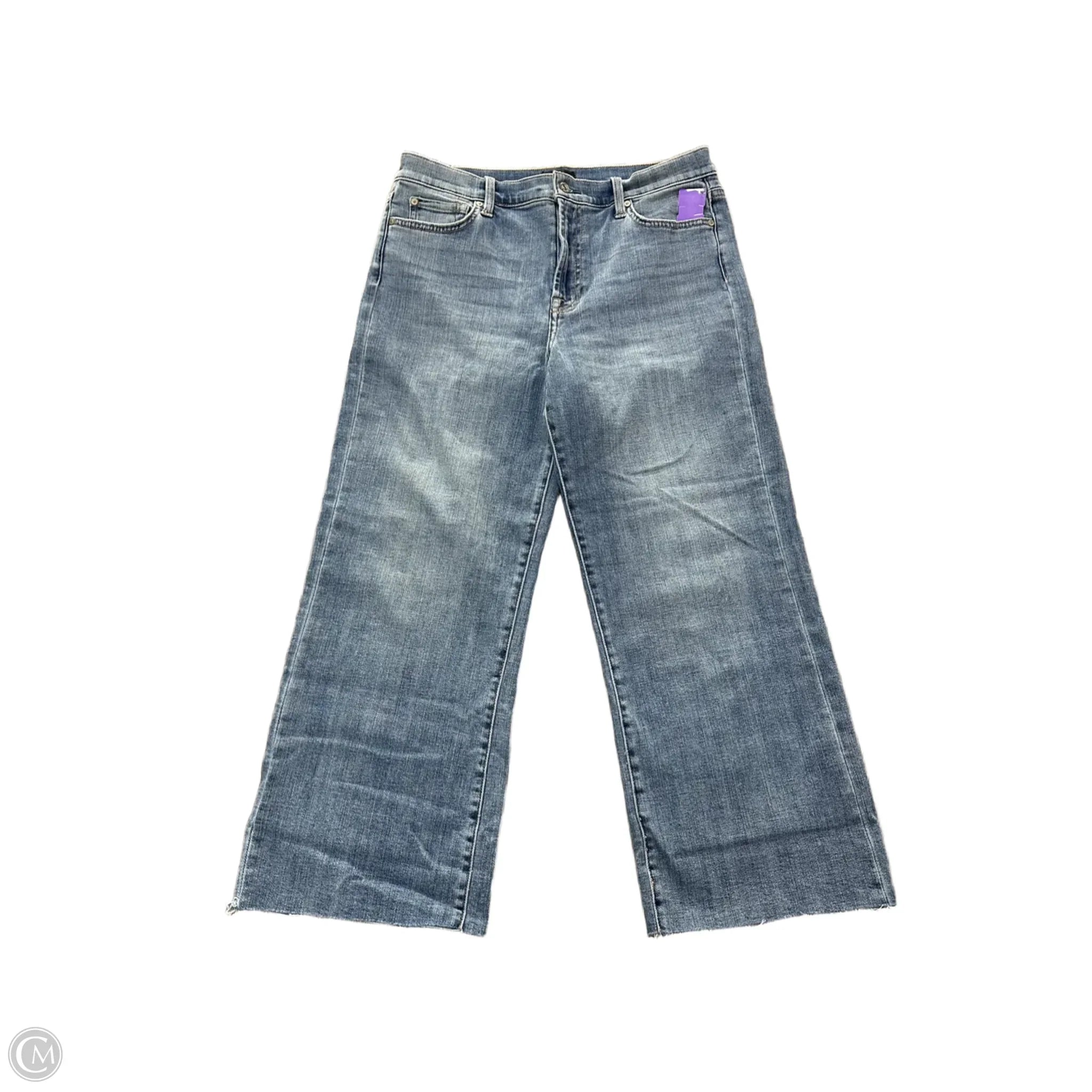 Men's Jeans with a Distressed LookJeans Wide Leg By 7 For All Mankind In Blue Denim, Size: 12/31 Men's Jeans with a Distressed LookJeans Wide Leg By 7 For All Mankind In Blue Denim, Size: 12/31