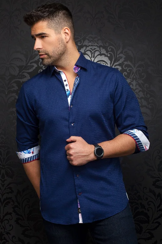 Men's Machine-Washable Shirts for ConvenienceAu Noir Long Sleeve Sport Shirt - Carey, New Blue - VO-000492 Men's Machine-Washable Shirts for ConvenienceAu Noir Long Sleeve Sport Shirt - Carey, New Blue - VO-000492