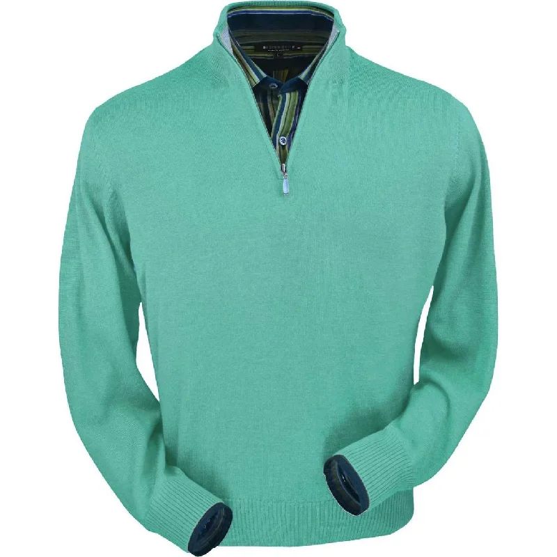 Men's Sweaters with Tapered ShapesRoyal Alpaca Half-Zip Mock Neck Sweater in Aqua Heather by Peru Unlimited Men's Sweaters with Tapered ShapesRoyal Alpaca Half-Zip Mock Neck Sweater in Aqua Heather by Peru Unlimited