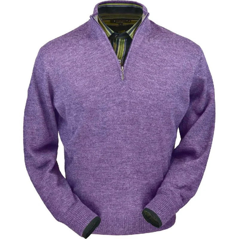 Men's Sweaters with High-Neck DesignsRoyal Alpaca Half-Zip Mock Neck Sweater in Lilac Heather by Peru Unlimited
