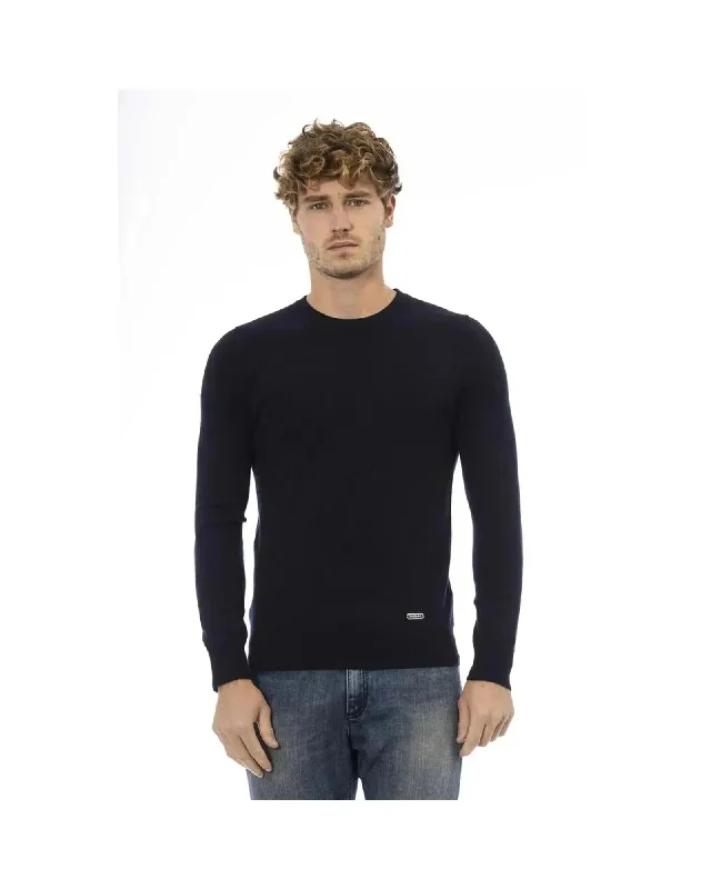 Men's Sweaters with Checkerboard PatternsBaldinini Trend Men's Blue Wool Sweater - 50 IT Men's Sweaters with Checkerboard PatternsBaldinini Trend Men's Blue Wool Sweater - 50 IT