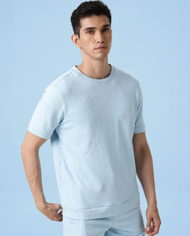 Men's Shirts with Embellished HemlinesSweat Tee Clear Blue Men