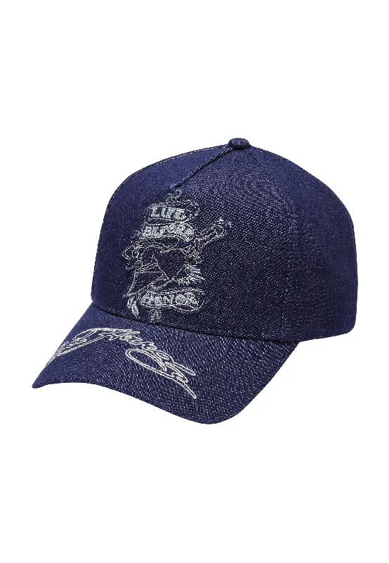 All-Weather Fishing HatsUnisex Life Before Honor Applique  Twill Front Mesh Trucker - Indigo