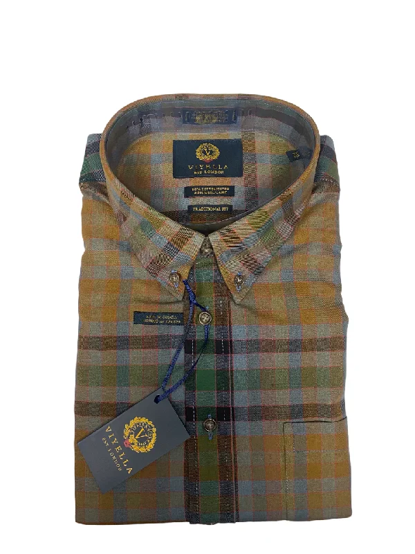 Men's Bamboo Fiber Shirts for Softness and BreathabilityViyella Long Sleeve Button Up Sport Shirt 80/20 Cotton & Wool - Rust 653449 7698