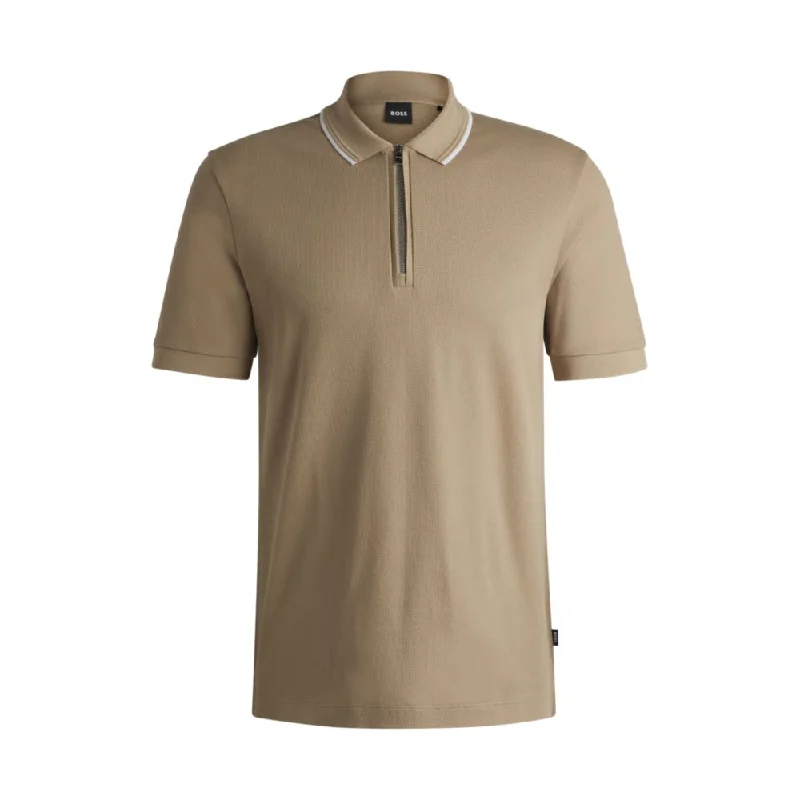 Men's Shirts for CampingStructured-cotton polo shirt with zip placket