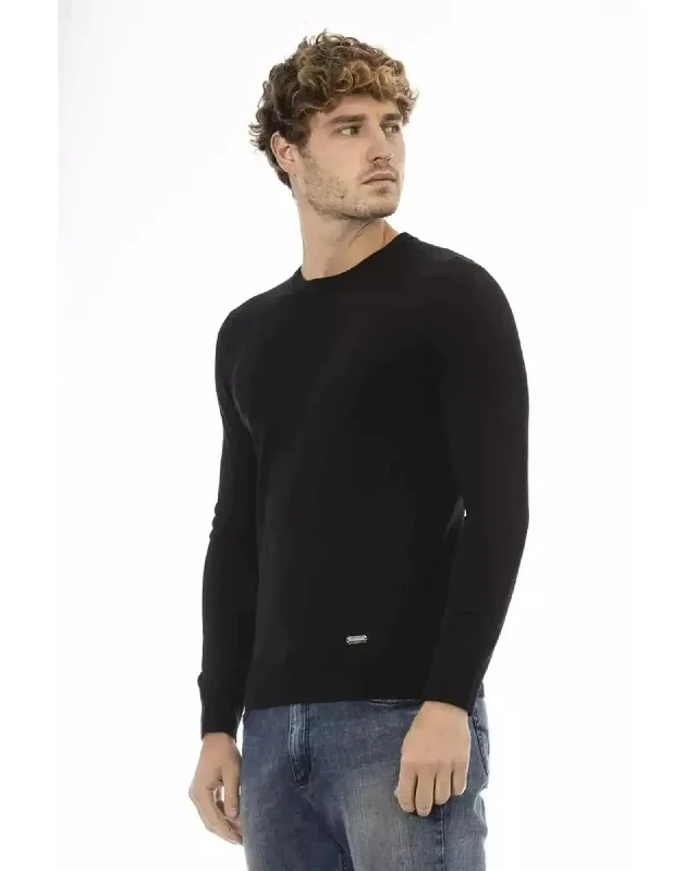 Men's Sweaters with ZippersBaldinini Trend Men's Black Wool Sweater - 48 IT