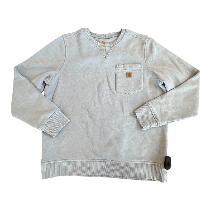 Men's Hoodies with Hidden Pockets for PhonesAthletic Sweatshirt Crewneck By Carhartt In Blue, Size:L