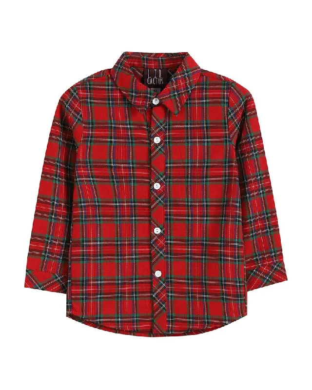Men's Pocket T-Shirts for Added FunctionalityLil Cactus Gingham Button-Up Shirt