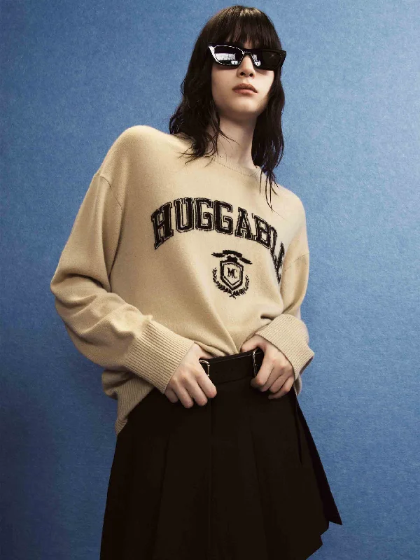 Men's Sweaters with Contrast TrimLetter Jacquard Wool Sweater