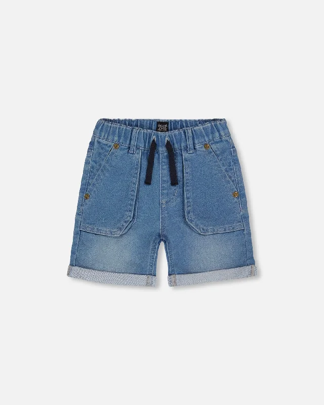 Wide-Leg and Flowy Men's Casual ShortsFrench Terry Denim Short Denim Blue