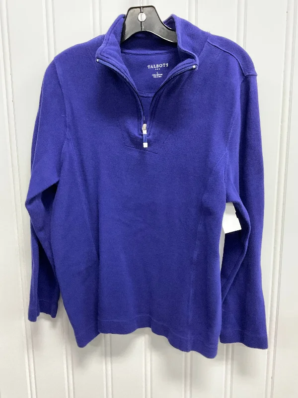 Men's Hoodies with High-Low HemlinesSweatshirt Collar By Talbots In Blue, Size: L