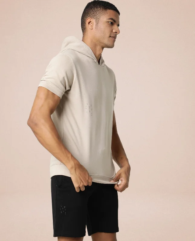 Versatile Men's Tank TopsRare Rabbit Articale Mens Beige Solid Half Sleeve Hooded T-Shirt Versatile Men's Tank TopsRare Rabbit Articale Mens Beige Solid Half Sleeve Hooded T-Shirt