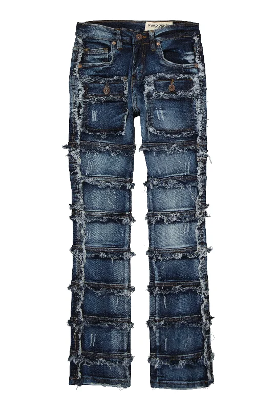 New Arrival Designer Men's JeansBoys Frayed Patchwork Jeans