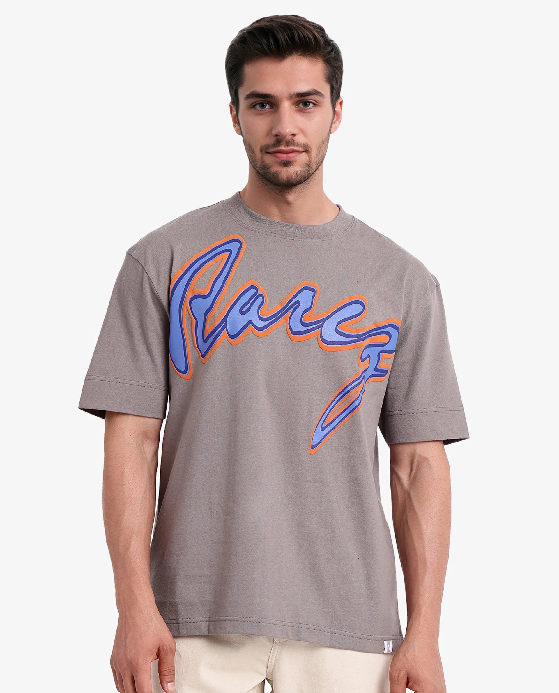 Layered Men's VestsRare Rabbit Men Casse Light Grey Short Sleeve Crew Neck Oversized Fit Printed T-Shirt Layered Men's VestsRare Rabbit Men Casse Light Grey Short Sleeve Crew Neck Oversized Fit Printed T-Shirt