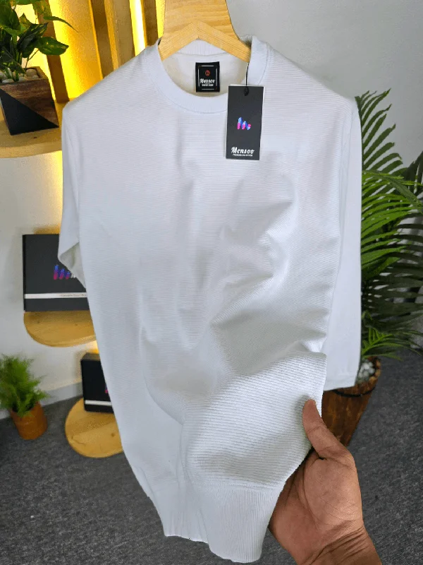 Men's Shirts with Embellished CollarsFS Popcorn Lining T-shirt White
