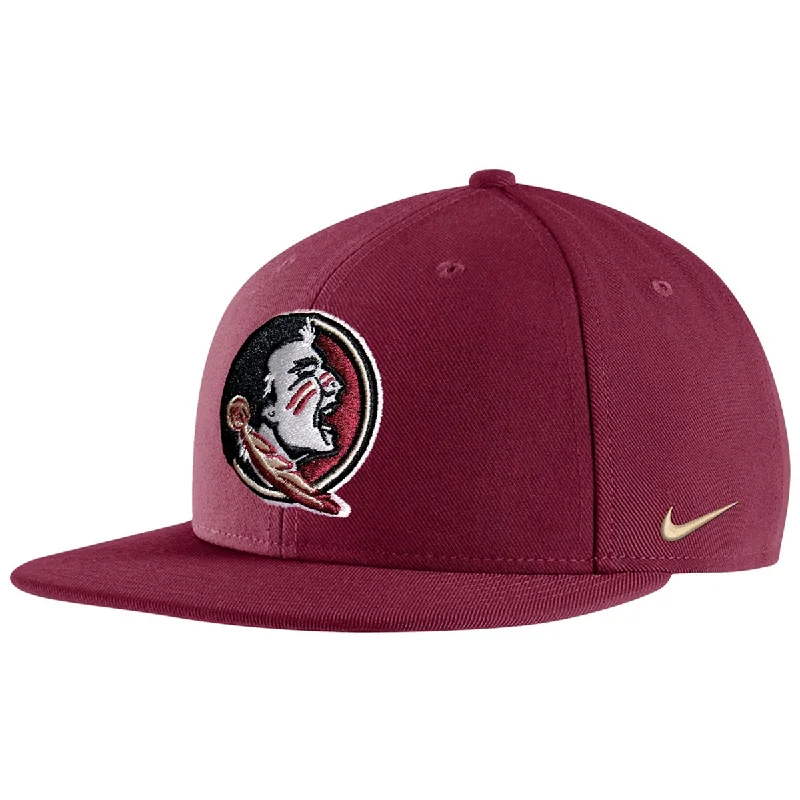 Best Casual HatsNike 2023 Seminole Logo Under Visor Flat Bill Snapback Cap - Garnet