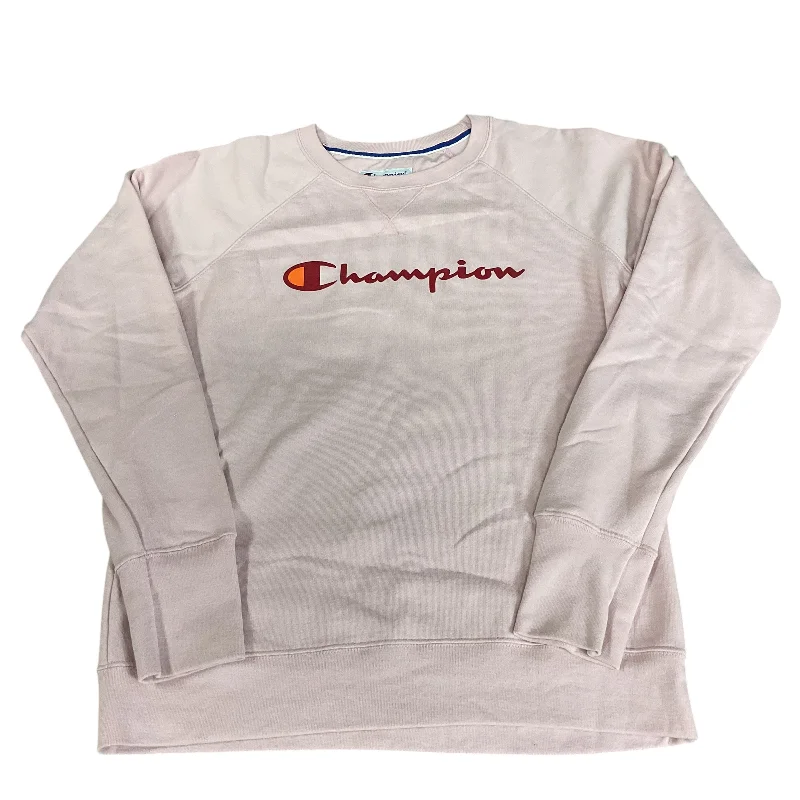 Men's Hoodies with Reinforced HemsSweatshirt Crewneck By Champion In Pink, Size: M