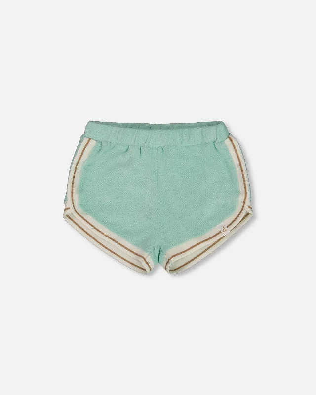 Summer-Appropriate Men's Lightweight ShortsTerry Cloth Short Turquoise And Beige