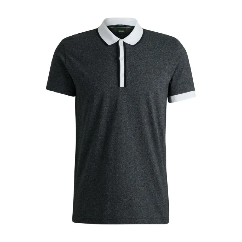 Men's Shirts with Checkered PatternsMouliné-cotton polo shirt with striped trims