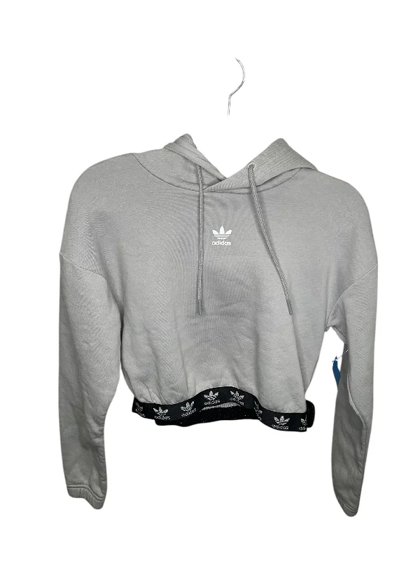 Trendy Men's Patterned HoodiesSweatshirt Hoodie By Adidas In Grey, Size: M