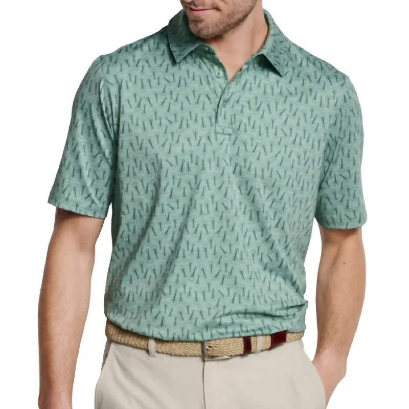 Men's Shirts with TiesPrinted Performance Polo Shirt In Green Tonal Guitar