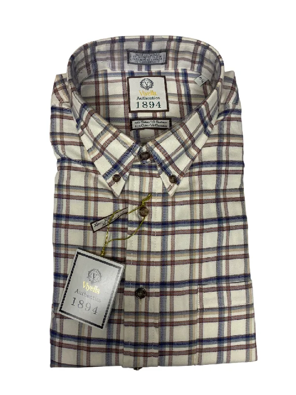 Men's Oxford Shirts for a Preppy StyleViyella Men's Cotton Cashmere Long Sleeve Natural Button Down Sport Shirt - 653470 0298