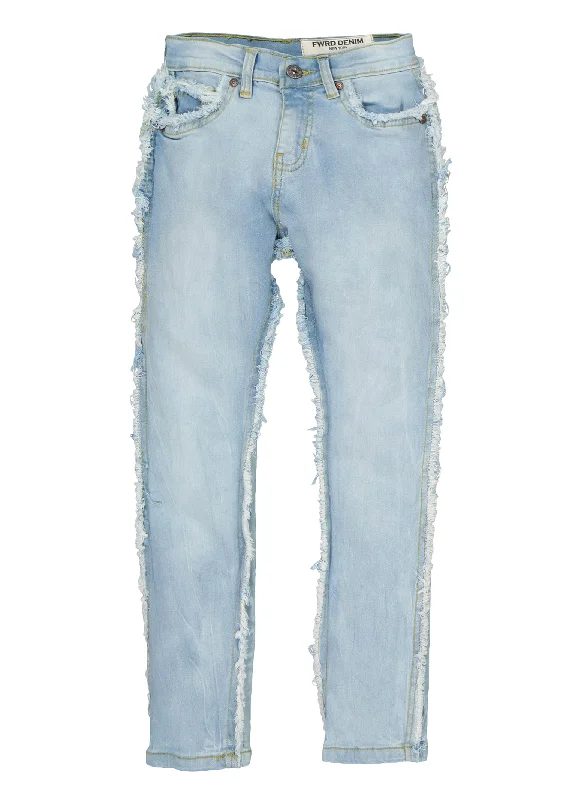 Fashionable Men's JeansBoys Frayed Slim Leg Jeans