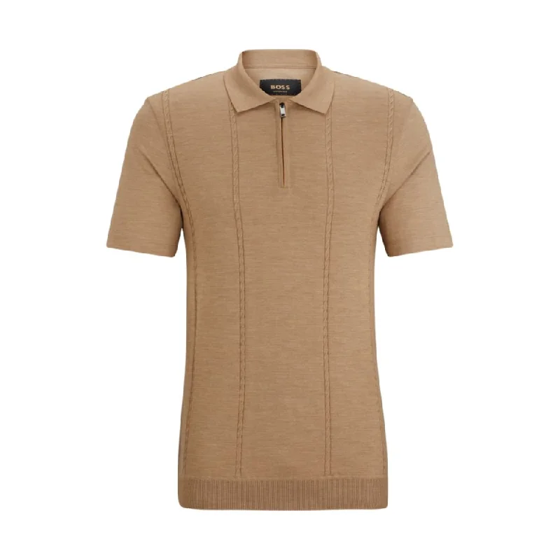 Men's Shirts with Hook-and-Loop ClosuresZip-neck polo shirt in cotton and silk