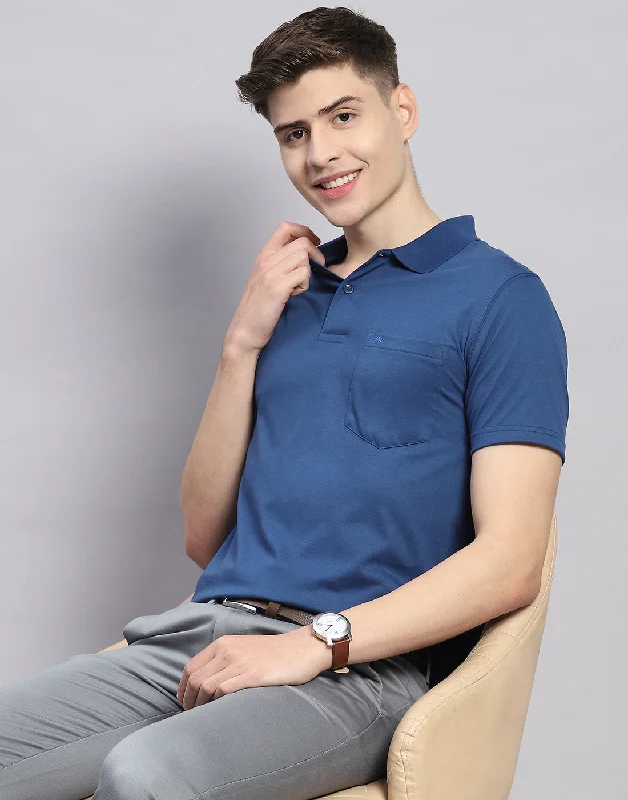 Men's Shirts with Embroidered DesignsMen Navy Blue Solid Polo Collar Half Sleeve T-Shirt Men's Shirts with Embroidered DesignsMen Navy Blue Solid Polo Collar Half Sleeve T-Shirt
