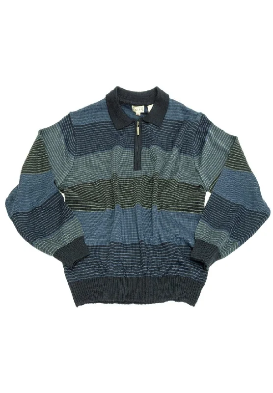 Men's Sweaters with High-Low HemlinesCavori Jacquard Stripe Sweater, Polo Collar 448620 1998 Men's Sweaters with High-Low HemlinesCavori Jacquard Stripe Sweater, Polo Collar 448620 1998