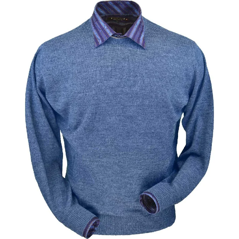 Men's Sweaters with PocketsRoyal Alpaca Crew Neck Sweater in Coastal Heather by Peru Unlimited Men's Sweaters with PocketsRoyal Alpaca Crew Neck Sweater in Coastal Heather by Peru Unlimited