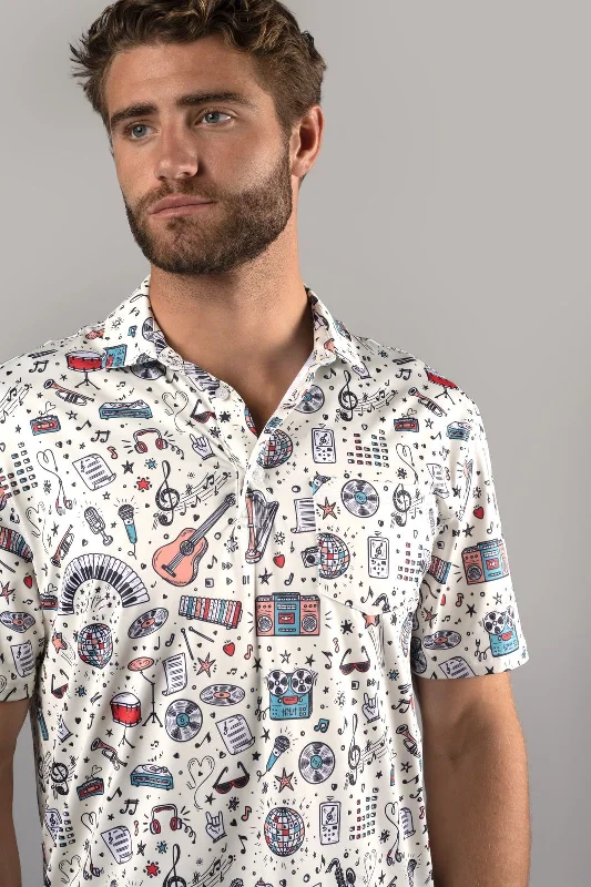Men's Shirts with Pocket SquaresMusic Notes and Instruments Polo Shirt