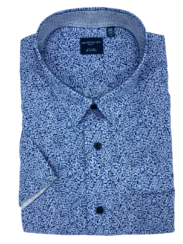 Men's Regular-Fit Shirts for a Classic Fit100% Cotton Leo Chevalier *Tall Sizes* Sky Blue Short Sleeve Sport Shirt - 622369/QT 1300