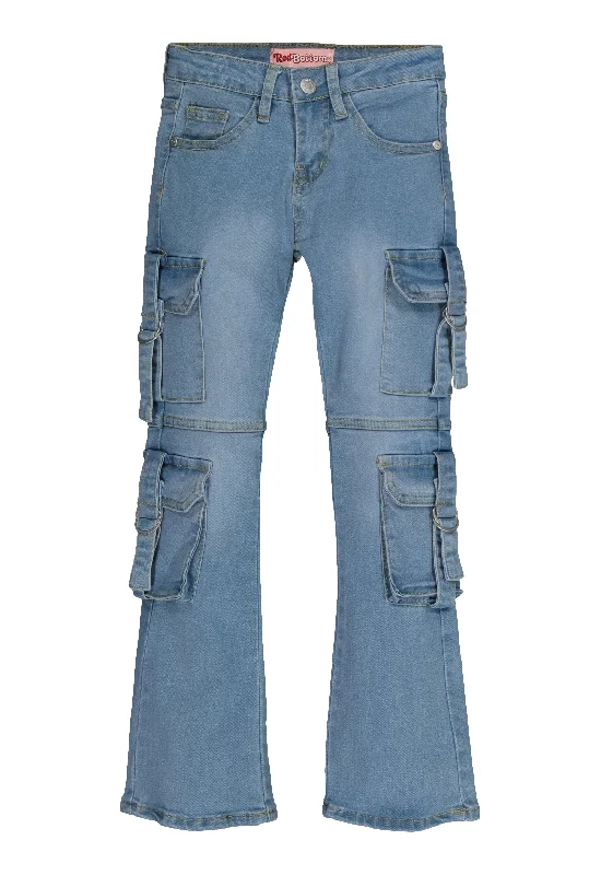 XXXL Men's JeansGirls Cargo Pocket Flared Jeans