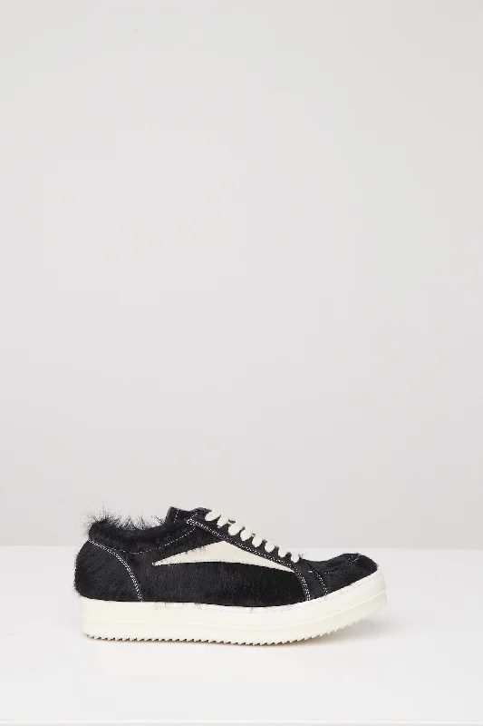 Men's Coats with Velcro ClosuresRick Owens Vintage Sneaks in Black Calf Hair