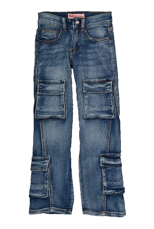Men's Jeans for a Dressy OccasionGirls Whiskered Cargo Wide Leg Jeans