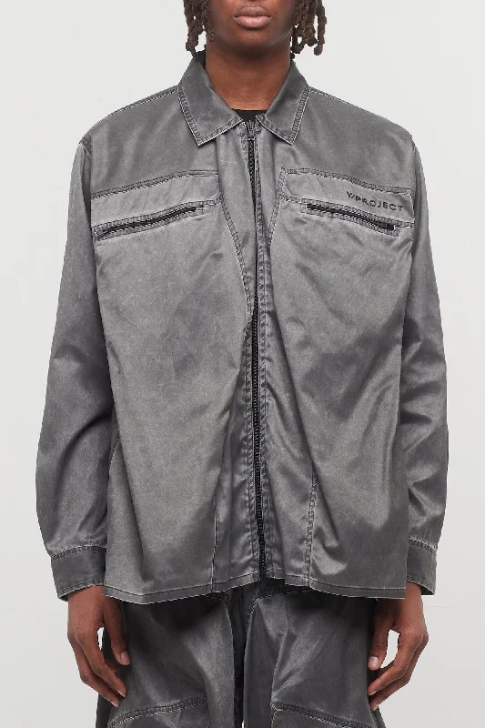 Men's Coats with LiningY/Project Pop Up Overshirt in Washed Black