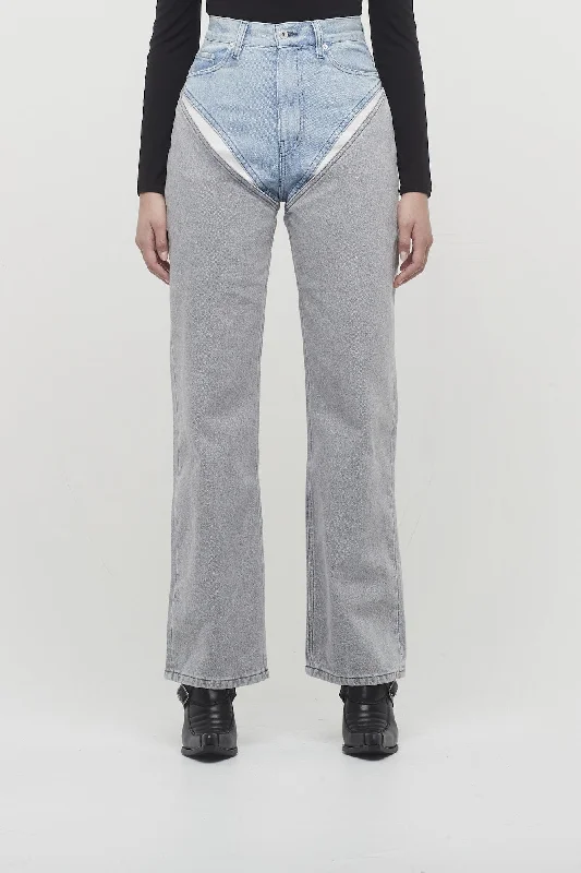 Men's Coats with Water-Repellent FabricY/Project Cut Out Jeans in Ice Blue and Grey