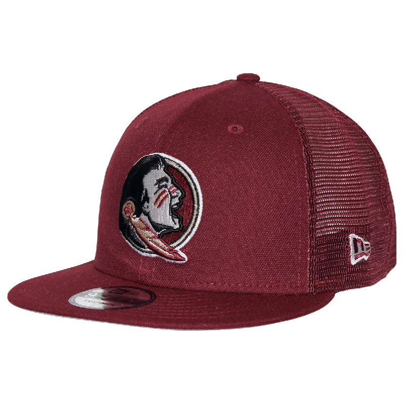Adjustable Baseball Caps for KidsNew Era Seminole Logo 9Fifty Flat Bill Snap Back Trucker - Garnet Adjustable Baseball Caps for KidsNew Era Seminole Logo 9Fifty Flat Bill Snap Back Trucker - Garnet