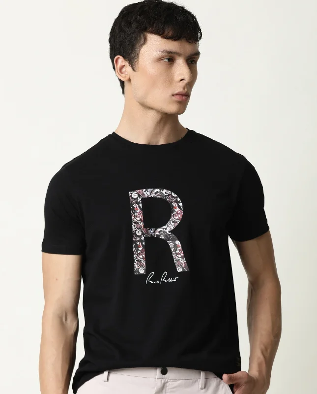 Men's Shirts with Plaid PatternsRARE RABBIT MENS LINT BLACK T-SHIRT COTTON FABRIC SLIM FIT CREW NECK HALF SLEEVE GRAPHIC PRINT Men's Shirts with Plaid PatternsRARE RABBIT MENS LINT BLACK T-SHIRT COTTON FABRIC SLIM FIT CREW NECK HALF SLEEVE GRAPHIC PRINT