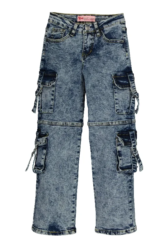 Men's Jeans with PocketsGirls Acid Wash Cargo Pocket Jeans