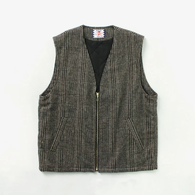 Men's Coats with Contrast StitchingSON OF THE CHEESE / Check Wool Vest