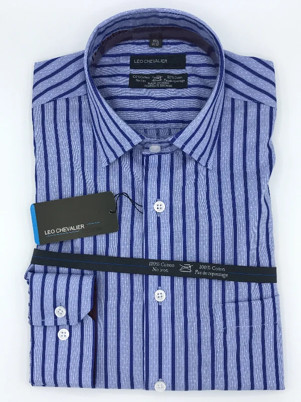 Men's Wrinkle-Free Shirts for Easy CareLeo Chevalier 100% Cotton Non-Iron Blue Dress Shirt - 427185 1398 Men's Wrinkle-Free Shirts for Easy CareLeo Chevalier 100% Cotton Non-Iron Blue Dress Shirt - 427185 1398