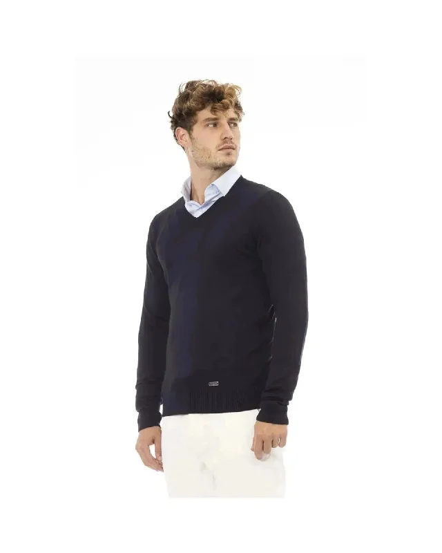 Men's Sweaters with Checkerboard PatternsBaldinini Trend Men's Blue Modal Sweater - 54 IT Men's Sweaters with Checkerboard PatternsBaldinini Trend Men's Blue Modal Sweater - 54 IT