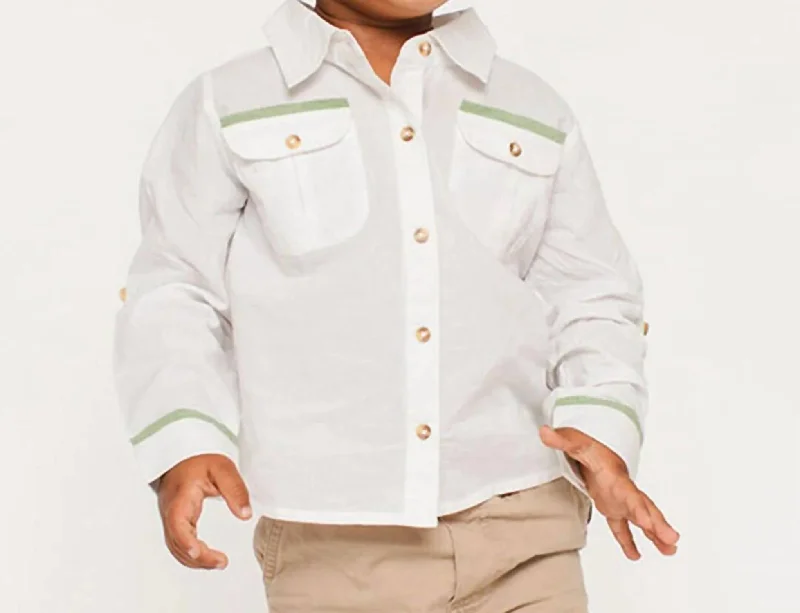 Versatile Men's Short-Sleeve ShirtsSea Shirt In Cloud With Grass Trim