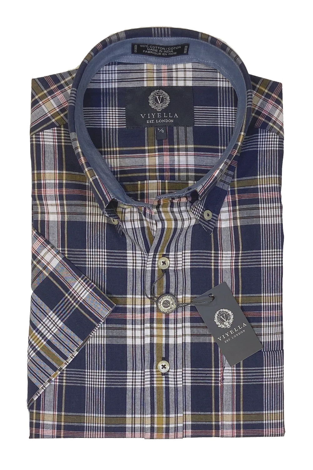 Men's Polo Shirts for Sports and Casual WearViyella Madras Short Sleeve Sport Shirt - 650310 - Multiple Patterns